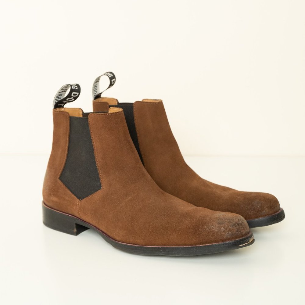 John Fluevog Leather Chelsea Boot Suede Brown Twin Turbine 1224 Start St. - Picture 2 of 16